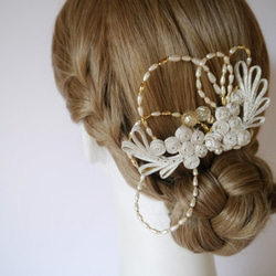 再次上架* pulatinum珍珠頭飾[婚禮畢業典禮成人儀式/日本和服髮飾] 第4張的照片