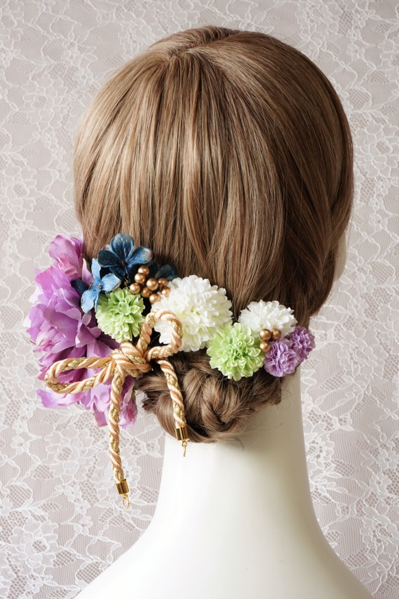 *再次上架*絲帶和花朵《婚禮成年禮/日本和服頭飾》 第2張的照片