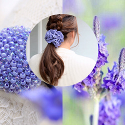 【セット商品】  シュシュ・ヘアゴム  Lavender（花想い・ラベンダー） 4枚目の画像