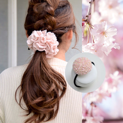 Creema限定 【セット商品】シュシュ・ヘアゴム  Cherryblossom（花想い・桜） 2枚目の画像