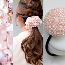 Creema限定 【セット商品】シュシュ・ヘアゴム  Cherryblossom（花想い・桜） 4枚目の画像