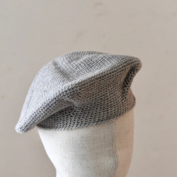 【受注制作】　手編みベレー帽（ライトグレー） 5枚目の画像