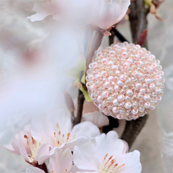 ヘアゴム　ジュエリーボタン・M（花想い・桜） 3枚目の画像