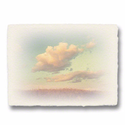 かわいい和紙の立体アートパネル「葦の丘の上の夕焼雲」(18x13.5cm) 1枚目の画像