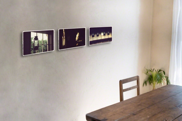 おしゃれな和紙の立体アートパネル３枚組「アンティーク」(27x18cm) 2枚目の画像