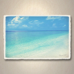 おしゃれな和紙の立体アートパネル「珊瑚礁の波打際」(27x18cm) 1枚目の画像