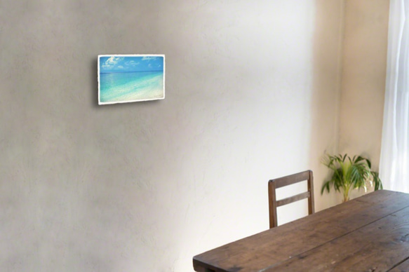 おしゃれな和紙の立体アートパネル「珊瑚礁の波打際」(27x18cm) 2枚目の画像