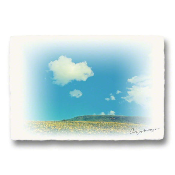 和紙のポストカード「丘と雲x4枚セット」アート フォト インテリア 壁飾り 壁掛け おしゃれ 絵 絵画 ポスター 4枚目の画像