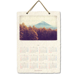 手漉き和紙 壁掛け カレンダー 2019 「富士山と黄葉のカラマツ林」(30x21cm) Sサイズ おしゃれ 風景 5枚目の画像