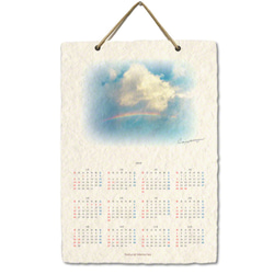 手漉き和紙 壁掛け カレンダー 2019 「虹と入道雲」(30x21cm) Sサイズ おしゃれ 風景 5枚目の画像