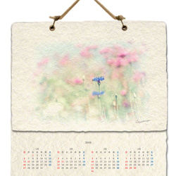 手漉き和紙 カレンダー 2019 「花畑の中の花」(30x21cm) あなたの気分で花の風景をお取り換え 壁掛け 6枚目の画像