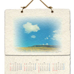 手漉き和紙 カレンダー 2019 「丘と雲」(30x21cm) あなたの気分で空の風景をお取り換え 壁掛け 7枚目の画像