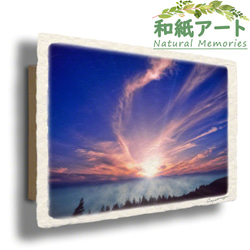 手すき和紙 アート パネル (48x33cm) 「朝日の雲海と高い空の雲」 インテリア おしゃれ 壁掛け 1枚目の画像