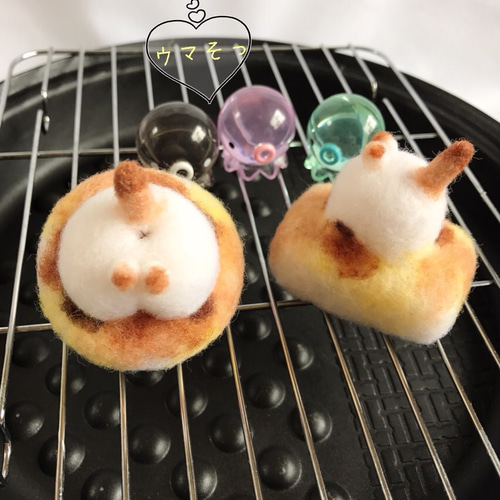 猫ケツ焼き餅 ストラップorボールチェーン ぷりケツ 羊毛フェルト