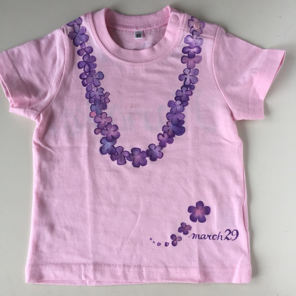 Kids手描きＴシャツ【フラワー】 2枚目の画像