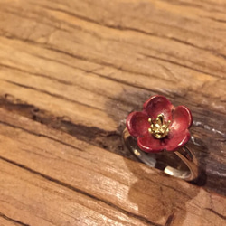 緋銅の梅の花のリング 4枚目の画像