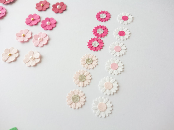 《レッド&ピンク》小さなお花シールミックス32枚（リーフ10枚付き） 5枚目の画像