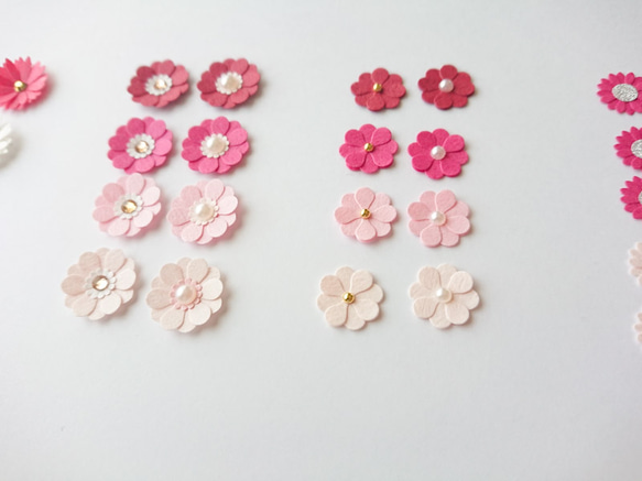 《レッド&ピンク》小さなお花シールミックス32枚（リーフ10枚付き） 6枚目の画像