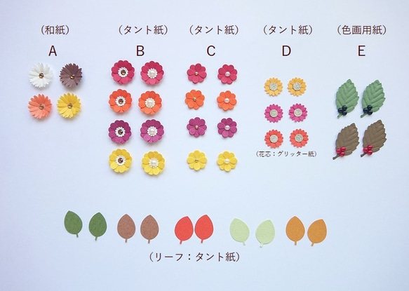 《オータムカラー》小さなお花シールミックス26枚+木の実4個（リーフ10枚付き） 2枚目の画像
