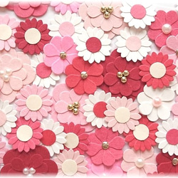 《レッド＆ピンク系》お花シールミックス64枚セット 1枚目の画像