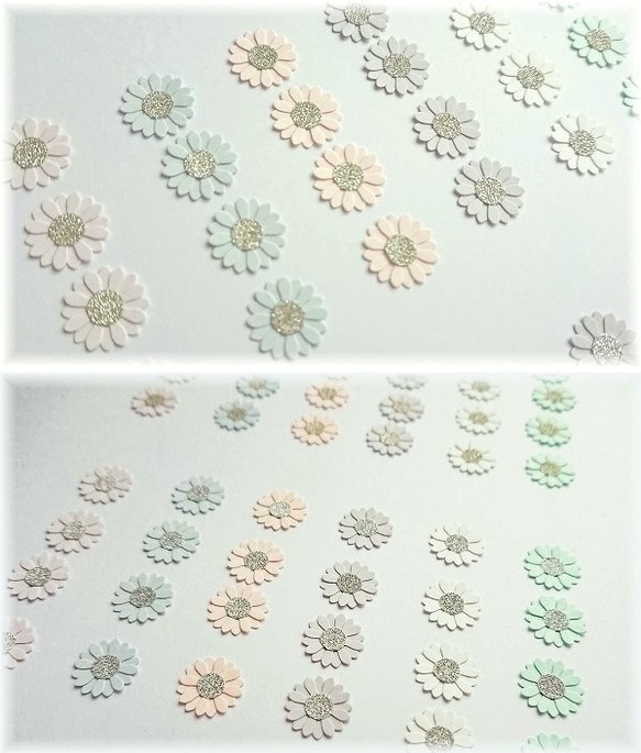《シャーベットカラー6色×グリッター》小さなデイジーのお花シール48枚セット 5枚目の画像