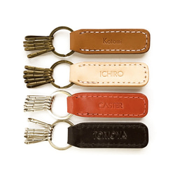 【Name engraved】Key holder (Antique studs) Leather 第2張的照片