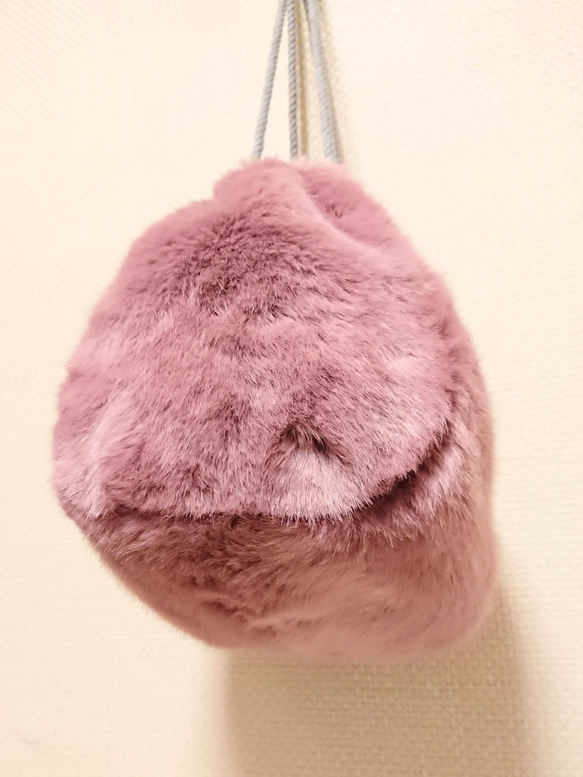 【送料無料】フラッフィ巾着(ピンク) 6枚目の画像