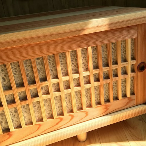 受注製作>国産杉の無垢格子家具のTVボード テレビ台・テレビ