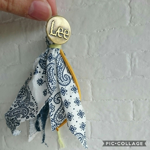 お試し価格 lee×白色ペイズリー×デニム タッセルピアス イヤリング 