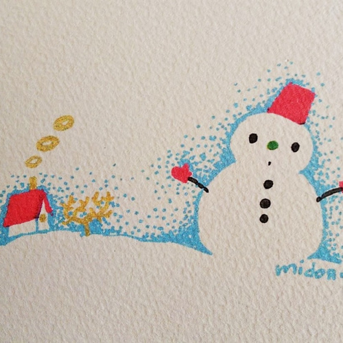 冬の絵ハガキ『雪だるま』8枚組(タテ4枚、ヨコ4枚) ポストカード