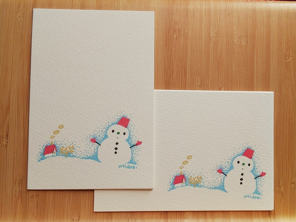 冬の絵ハガキ『雪だるま』8枚組(タテ4枚、ヨコ4枚) ポストカード