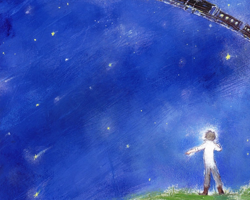 『銀河鉄道の夜を駆ける』水彩色鉛筆&パステル画 ★原画1点物 銀河鉄道の夜を駆ける』水彩色鉛筆&パステル画 ☆原画1点物