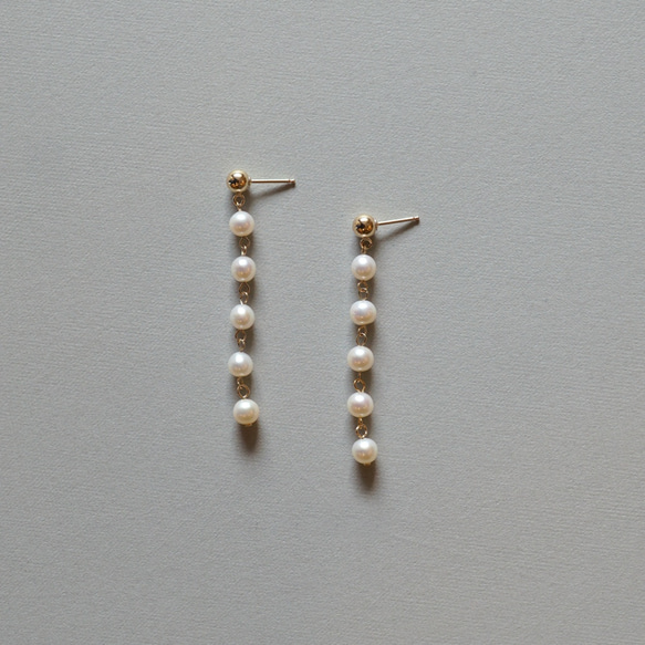 [14kgf] 淡水珍珠長耳環 (TM-E092) 第4張的照片