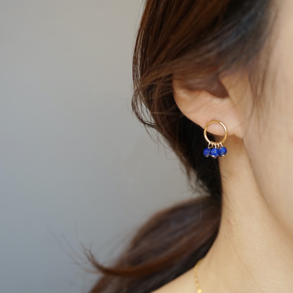 14kgf〕サークルラピスラズリピアス(TM-E099) ピアス（スタッド