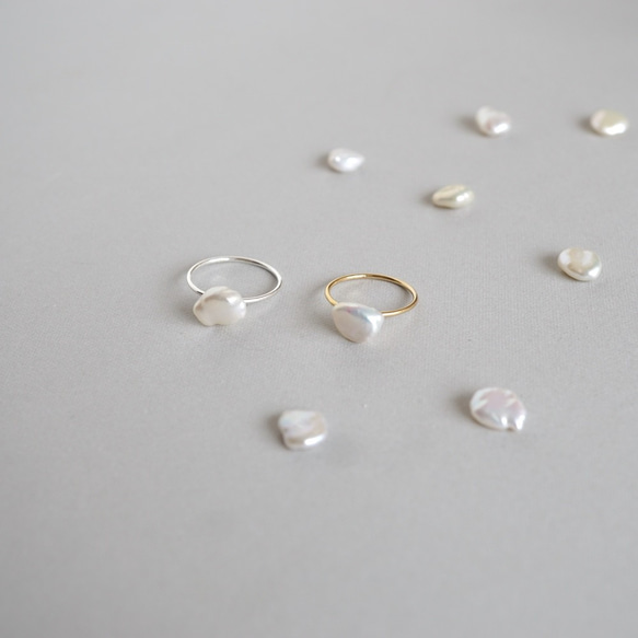[銀925]淡水巴洛克式珍珠戒指（TM-R031〜033） 第4張的照片
