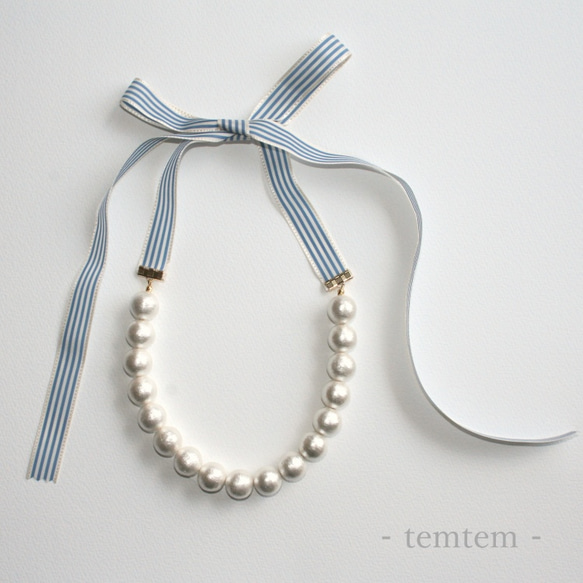 棉珍珠項鍊色帶[TM-N0012] 第4張的照片