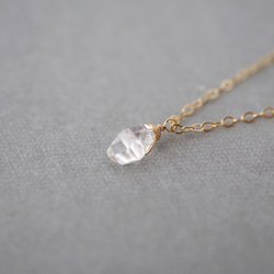 【14KGF 】ハーキマーダイヤモンド1粒ネックレス-S 2枚目の画像