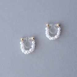 ●[14kgf]珍珠拱形非穿孔耳環(TM-E015C) 第5張的照片