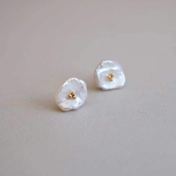 [14kgf] 罌粟珍珠耳環 (TM-E087) 第3張的照片