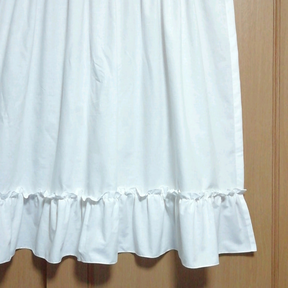 幸せのカフェカーテン♥裾フリル ロングタイプ muji 丈100×横幅100 2枚目の画像