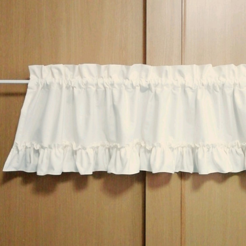 ほたるさま♥幸せのカフェカーテン♡ダブルフリル 丈90×120×2枚 白無地 ほたるさま♥幸せのカフェカーテン♡ダブルフリル 丈90×120×2