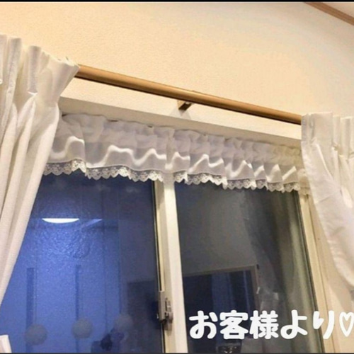 ミニカフェカーテン♥丈15cm×横幅150cm♡ハート生地 純白 刺しゅう