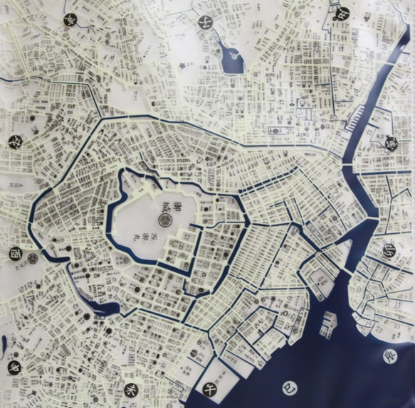 江戶古地圖搬運地圖（帆布＆PVC）黑色肩膀 第3張的照片