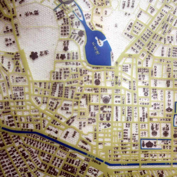 江戸古地図トートマップ（キャンバス＆ＰＶＣ）ブルーショルダー 4枚目の画像