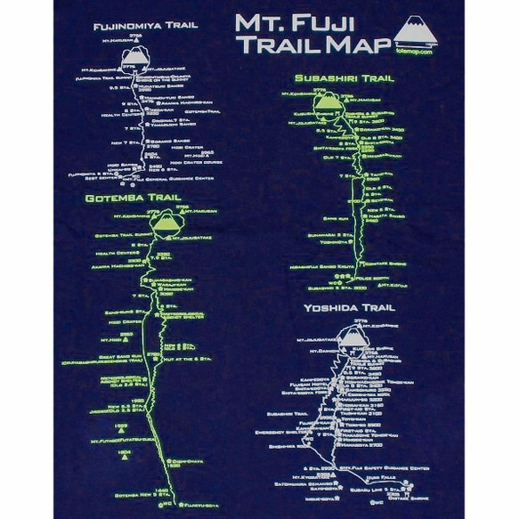 Mt.Fuji Trail Map（Mountain Trail）T卹海軍藍 第3張的照片