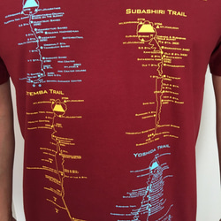 富士山トレイルマップ（登山道）Tシャツ バーガンディー(S~XL) 5枚目の画像