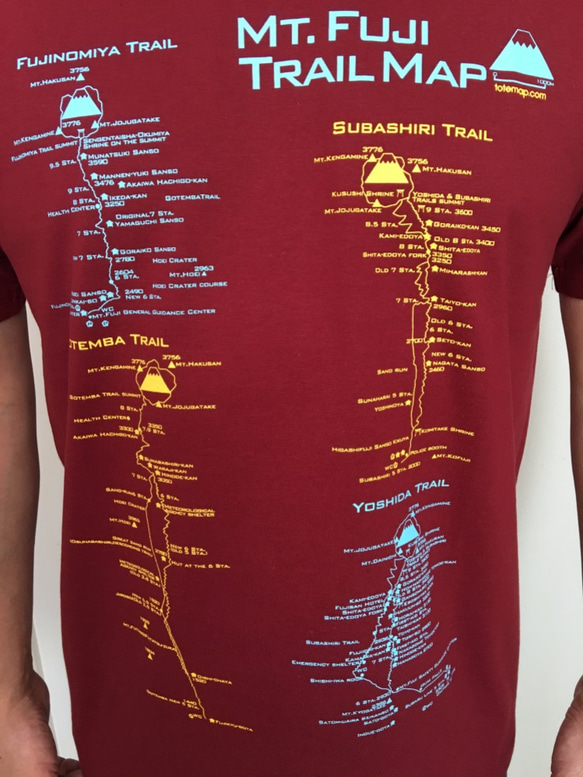 Mt. Fuji Trail地圖（山路）T卹勃艮第（S~XL） 第5張的照片