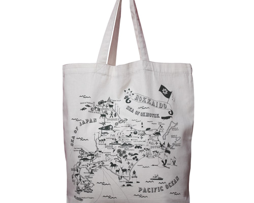 エコトートマップ北海道（ナチュラル/深緑プリント）Mサイズ エコ