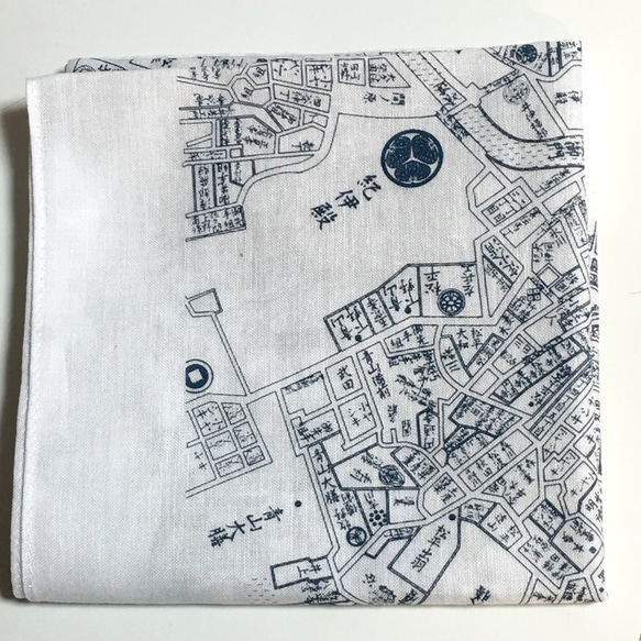 江戸古地図バンダナ白（旧商品の為値下げ） 2枚目の画像