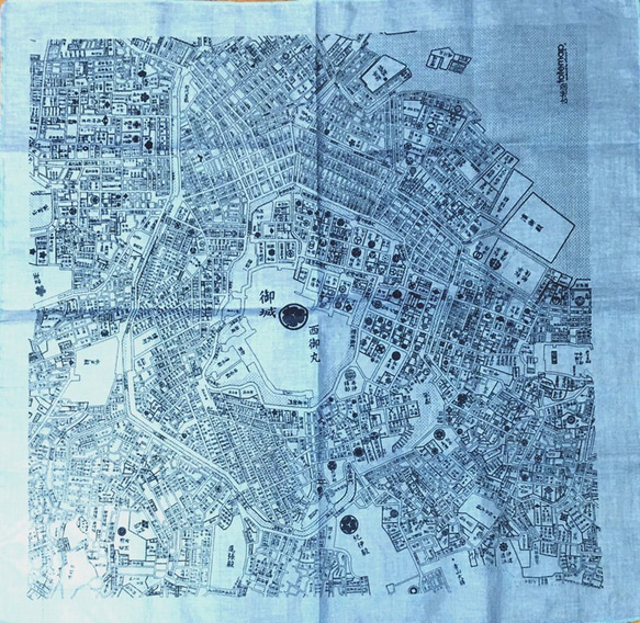 江戸古地図バンダナ水色（旧商品の為値下げ） 3枚目の画像
